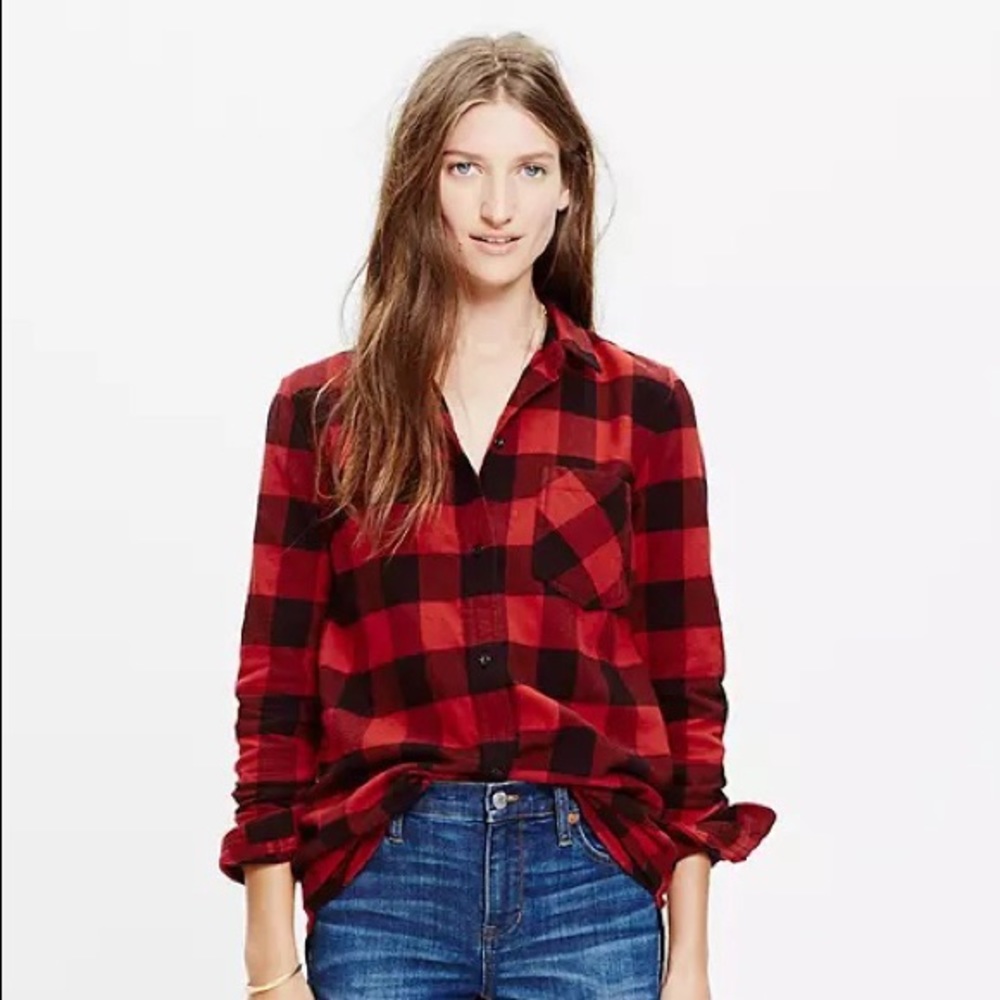 Madewell ex-boyfriend classic flannel shirt in buffalo plaid